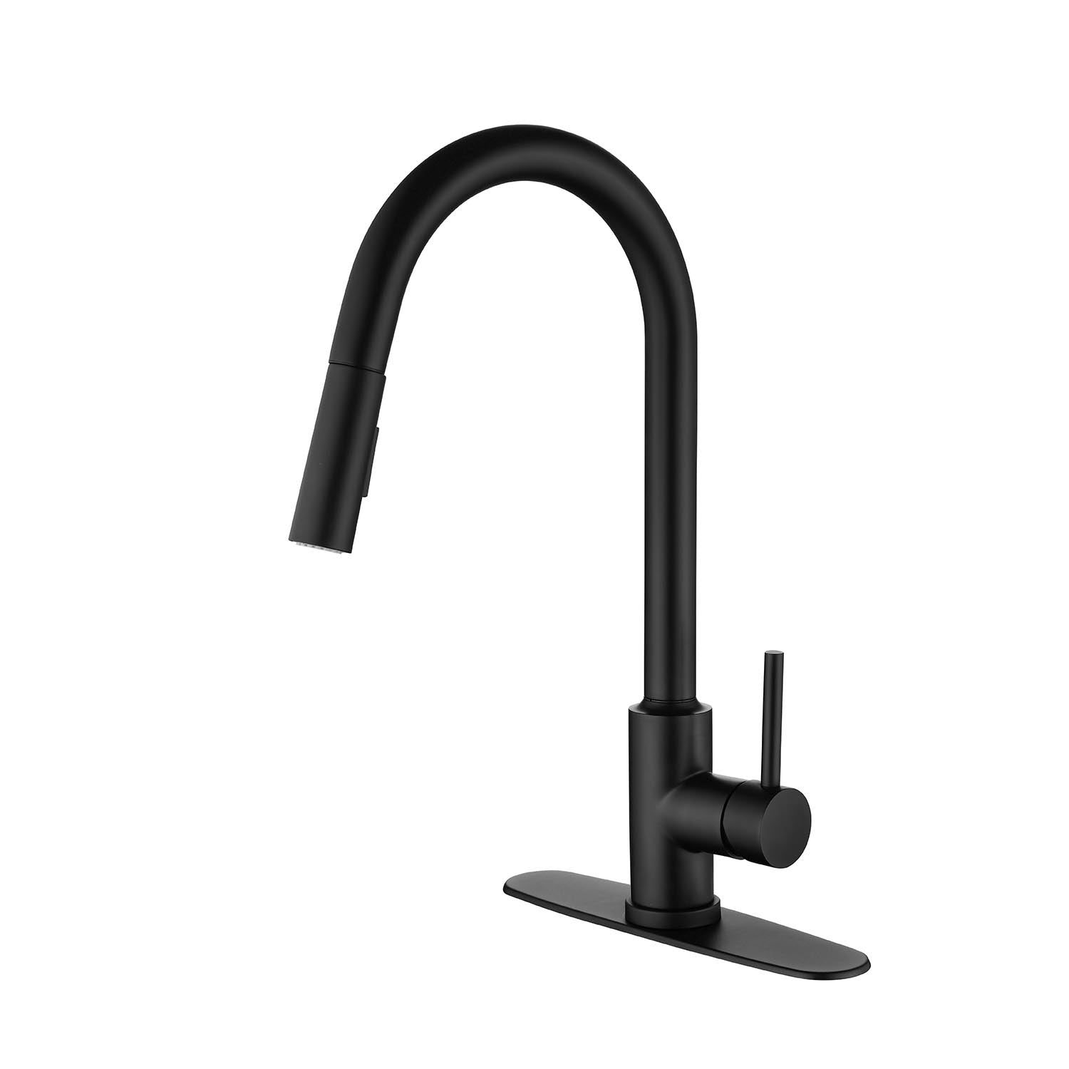 Kitchen Faucet With Pull Down Sprayer Matte Black Stainless Steel