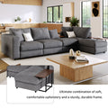 Modern Large L Shape Sectional Sofa For Living Room, 2 Pillows And 2 End Tables Dark Gray Polyester Primary Living Space Pillow Back American Design Polyester 5 Seat