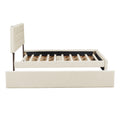 Queen Size Upholstered Platform Bed With Trundle And Drawers, Beige Queen Beige Upholstered