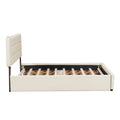 Queen Size Upholstered Platform Bed With Trundle And Drawers, Beige Queen Beige Upholstered