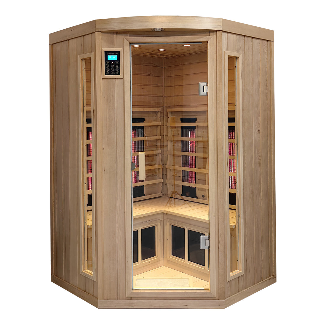 Hemlock Pentagonal Double Opening Glass Sauna Room Natural Wood Solid Wood