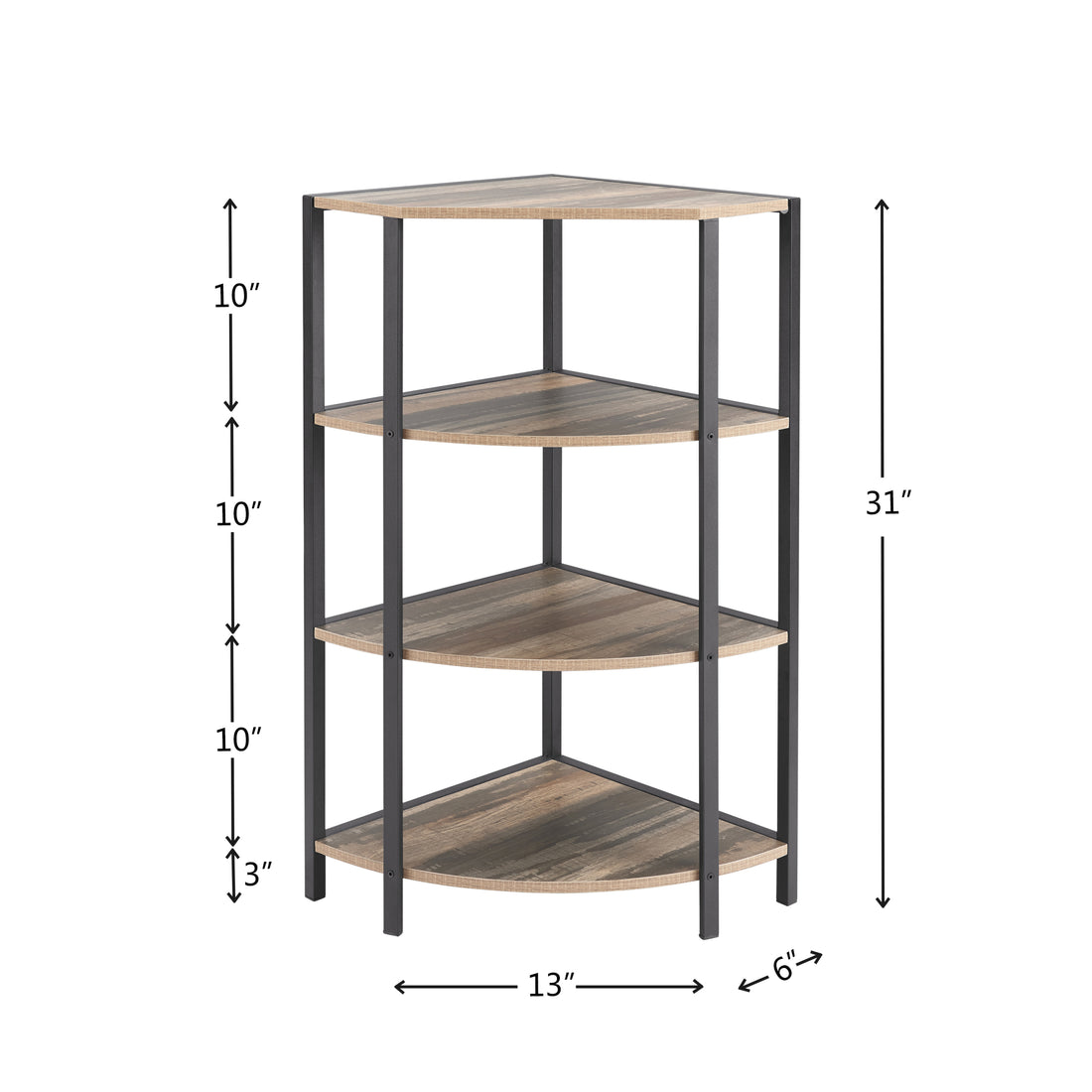 4 Tier Corner Open Shelf,Bookcase Freestanding Shelving Unit,Plant Stand Small Bookshelf For Living Room, Home Office, Kitchen, Small Space Brown Corner Office American Design,Rustic Metal & Wood