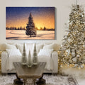 Framed Canvas Wall Art Decor Painting For Chrismas, Chrismas Tree In Dawn Chrismas Gift Painting For Chrismas Gift, Decoration For Chrismas Eve Office Living Room, Bedroom Decor Ready To Han
