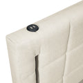 Queen Size Upholstered Platform Bed With Trundle And Drawers, Beige Queen Beige Upholstered