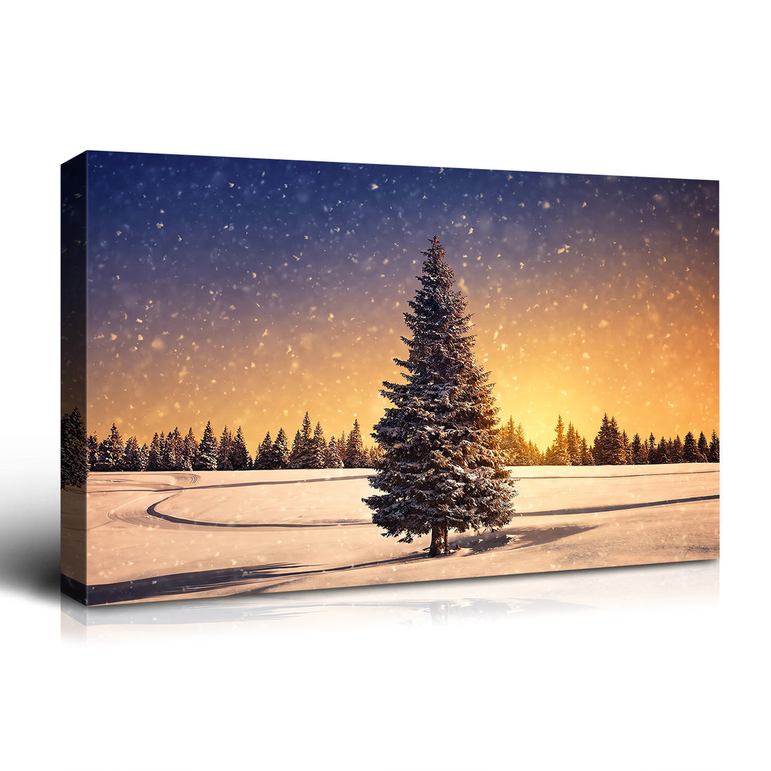 Framed Canvas Wall Art Decor Painting For Chrismas, Chrismas Tree In Dawn Chrismas Gift Painting For Chrismas Gift, Decoration For Chrismas Eve Office Living Room, Bedroom Decor Ready To Han