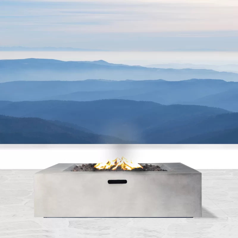 Living Source International 12" H Concrete Outdoor Fire Pit Table Natural Concrete Cm 1010C Natural White Modern Concrete