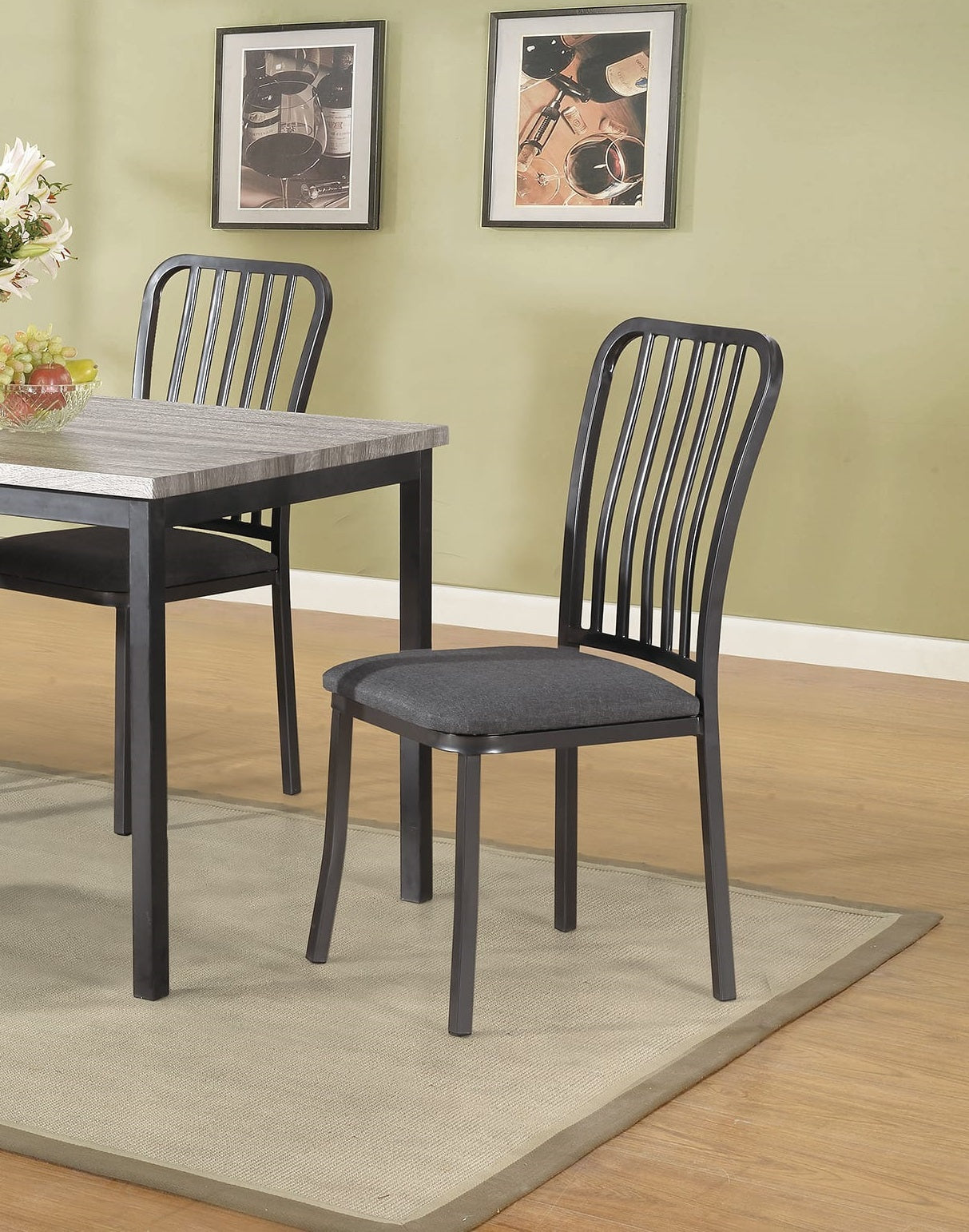 Dinette 5pc Dining Set Table And 4x Chairs Faux Marble gray-seats 4-metal-dining room-48