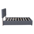 Queen Size Upholstered Bed With Hydraulic Storage System And Led Light, Gray Queen Gray Linen