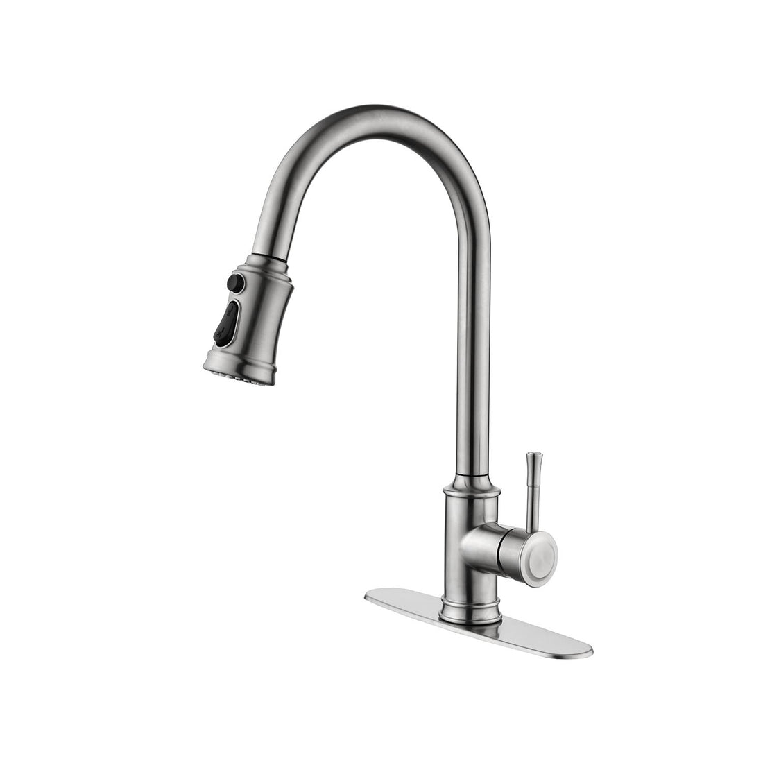 Single Handle High Arc Pull Out Kitchen Faucet,Single Level Stainless Steel Kitchen Sink Faucets With Pull Down Sprayer Brushed Nickel Stainless Steel