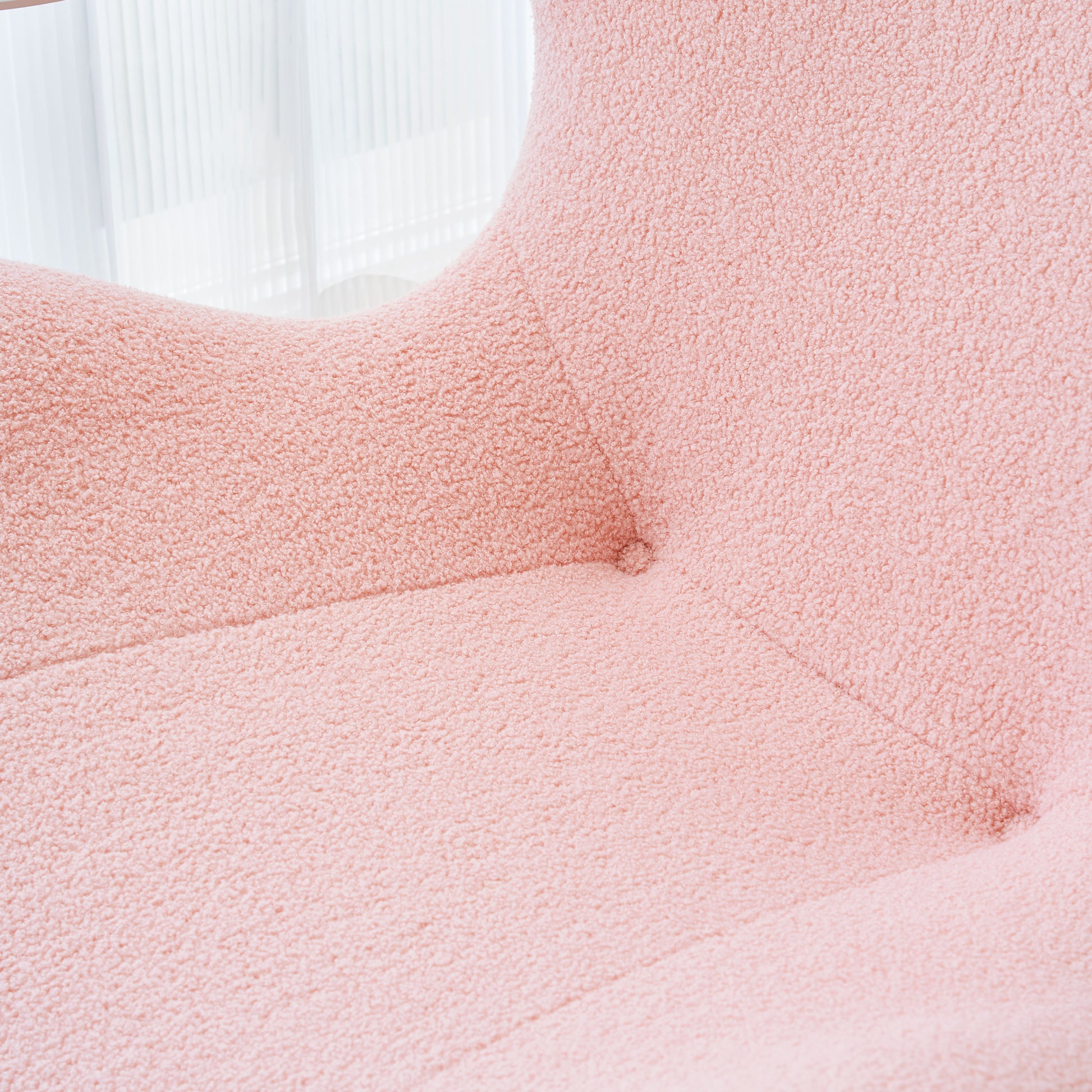 Modern Accent Chair And Ottoman Set, High Back Sherpa Blouce Fabric Armchair With Footstool For Living Room, Lounge, Bedroom, Reading Room, Office Pink Foam