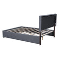 Queen Size Upholstered Bed With Hydraulic Storage System And Led Light, Gray Queen Gray Linen