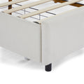 King Size Bed Frame With Drawer, Upholstered Smart Platform Bed With 4 Drawers Strong Wood Slats Support, No Box Spring Needed, Teddy Fleece, White Box Spring Required King White Metal Bedroom American Design Bed Frame Polyester Velvet Metal & Wood