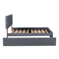 Queen Size Upholstered Platform Bed With Trundle And Drawers, Gray Queen Gray Upholstered