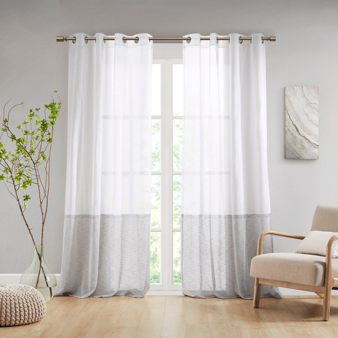 Dual Colored Curtain Panel Only 1 Pc Panel Grey White Polyester