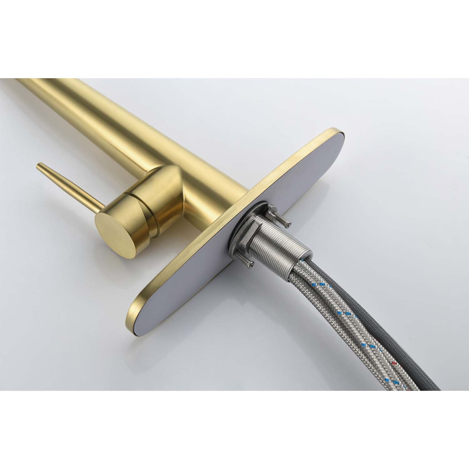 Kitchen Faucet With Pull Down Sprayer Brushed Gold Stainless Steel