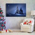 Framed Canvas Wall Art Decor Painting For Chrismas, Lighted Pine Tree At Night Chrismas Gift Painting For Chrismas Gift, Decoration For Chrismas Eve Living Room, Bedroom Decor 2418In Thickness 1.5In Rectangle Framed Multicolor Christmas Oversized 41In