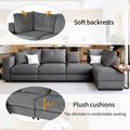 Modern Large L Shape Sectional Sofa For Living Room, 2 Pillows And 2 End Tables Dark Gray Polyester Primary Living Space Pillow Back American Design Polyester 5 Seat