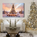 Framed Canvas Wall Art Decor Painting For Chrismas, Lighted Pine Tree At Night Chrismas Gift Painting For Chrismas Gift, Decoration For Chrismas Eve Office Living Room, Bedroom Decor Ready To Han Rectangle Framed Multicolor Christmas Oversized 41In