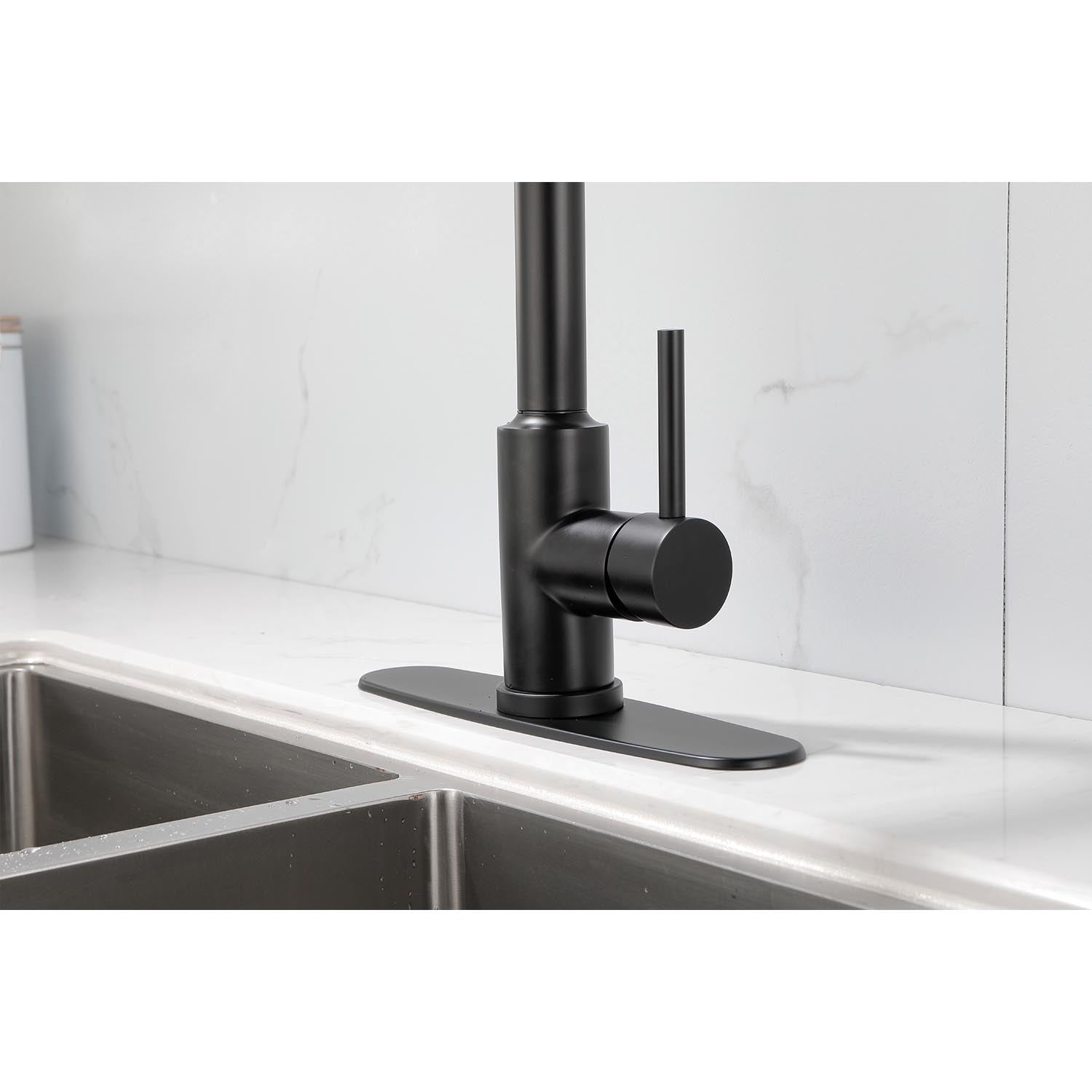 Kitchen Faucet With Pull Down Sprayer Matte Black Stainless Steel