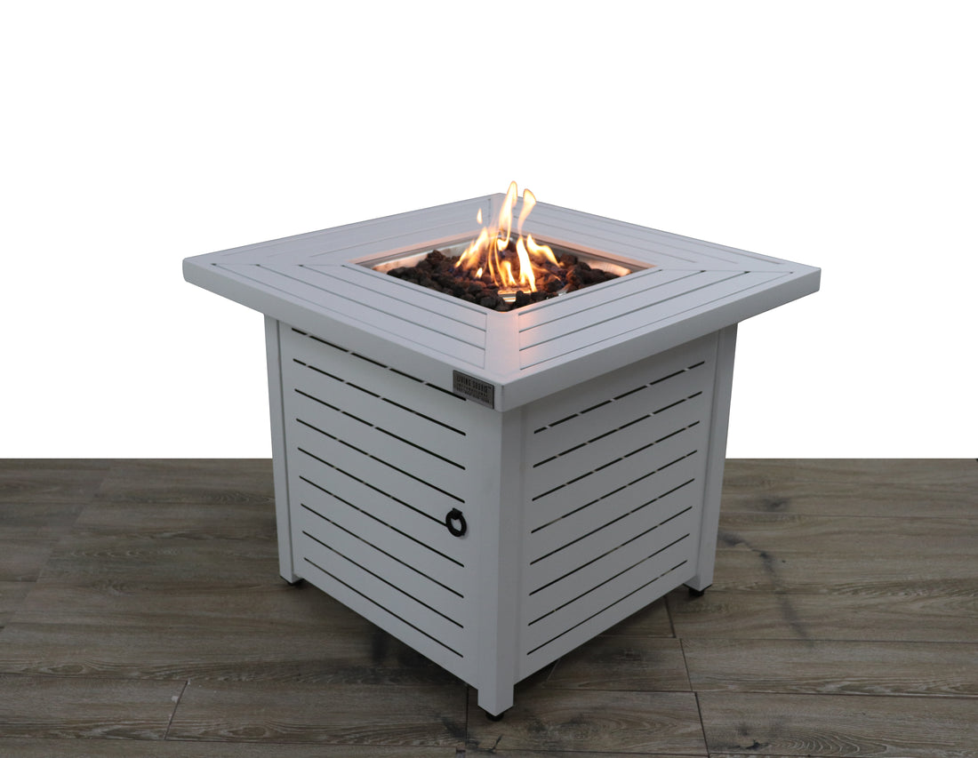 25" H X 30" W Steel Propane Natural Gas Fire Pit Table Antique Grey White Modern Steel Stainless Steel