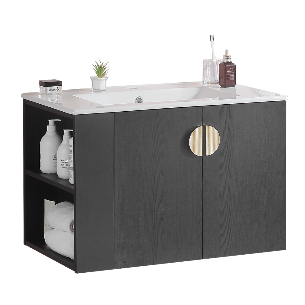 30" Bathroom Vanity with Sink,with two Doors Cabinet black-solid wood