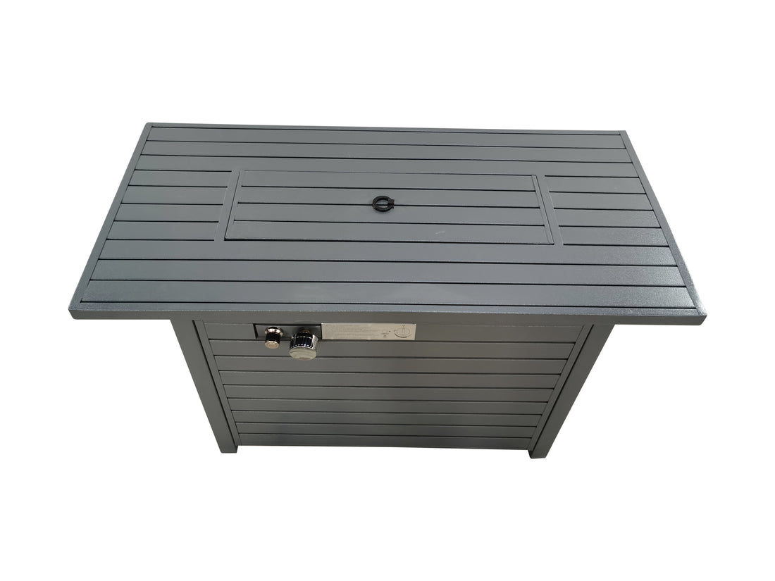 24" H X 54" W Steel Outdoor Fire Pit Table With Lid Gray Garden & Outdoor Modern Stone Stainless Steel