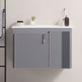 24' Stylish Aluminum Wall Mounted Bathroom Vanity With White Sink,Asymmetric Chic Soft Close Cabinet Doors, Aluminium,Excluding Faucets,Grey Grey Aluminium