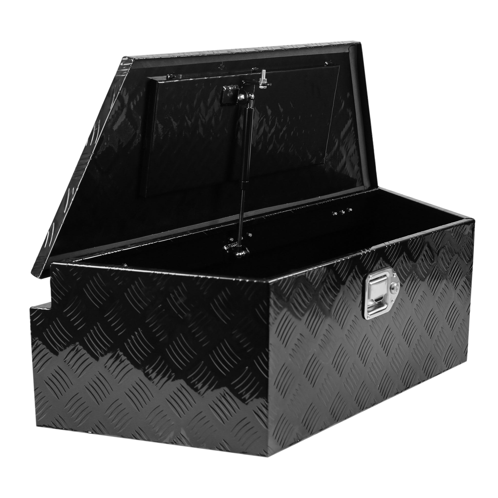 39 Inch Aluminum Utility Trailer Tongue Tool Box 5 Bar Tread Trailer Tongue Box Waterproof Under Truck Storage For Pick Up Truck Bed, Rv Trailer, Atv With Lock & Ke 38.8"X16.5"X12" Black Aluminium