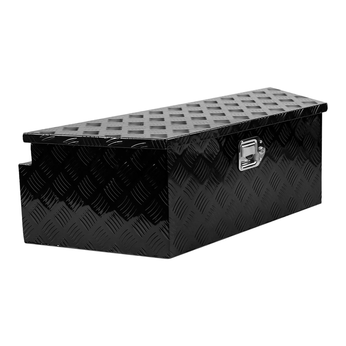 39 Inch Aluminum Utility Trailer Tongue Tool Box 5 Bar Tread Trailer Tongue Box Waterproof Under Truck Storage For Pick Up Truck Bed, Rv Trailer, Atv With Lock & Ke 38.8"X16.5"X12" Black Aluminium