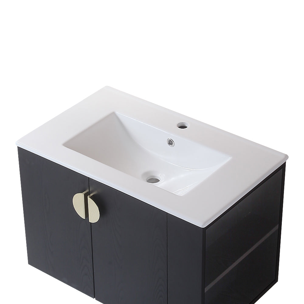 30" Bathroom Vanity with Sink,with two Doors Cabinet black-solid wood