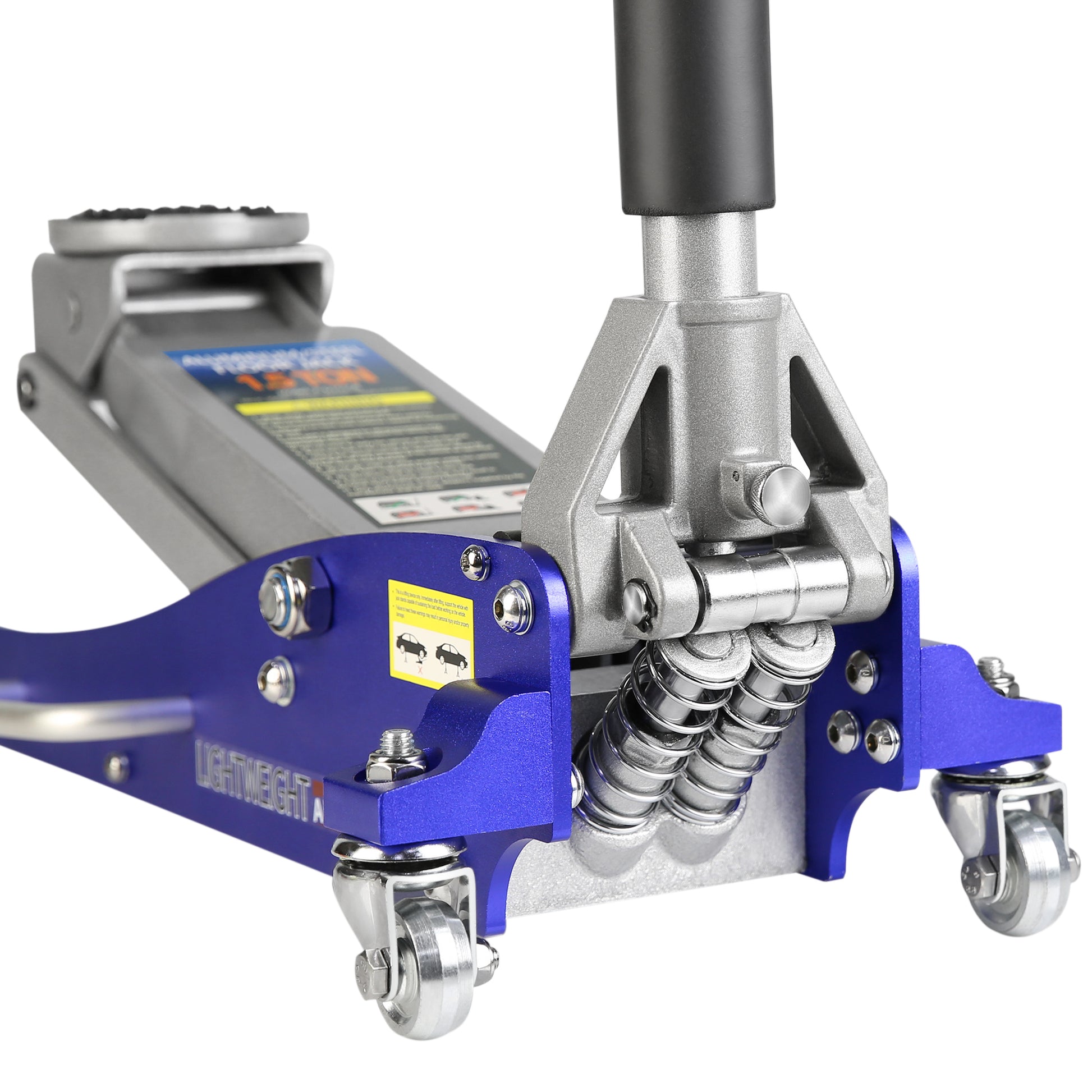 Hydraulic Low Profile Aluminum And Steel Racing Floor Jack With Dual Piston Quick Lift Pump, 1.5 Ton 3,000 Lb Capacity, Blue Blue Aluminum