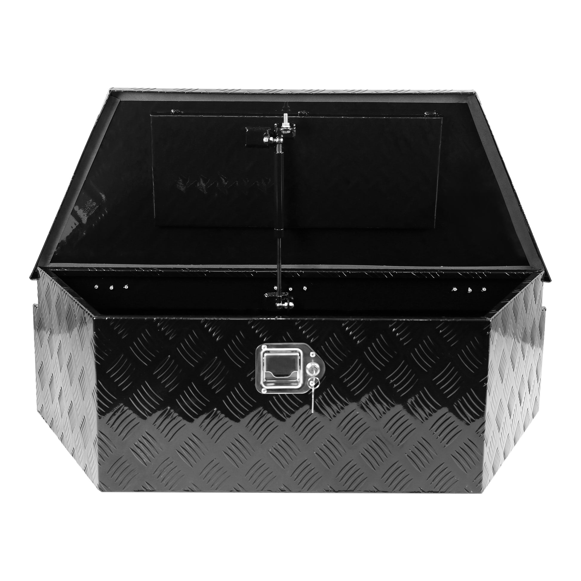 39 Inch Aluminum Utility Trailer Tongue Tool Box 5 Bar Tread Trailer Tongue Box Waterproof Under Truck Storage For Pick Up Truck Bed, Rv Trailer, Atv With Lock & Ke 38.8"X16.5"X12" Black Aluminium