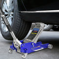 3 Ton Quick Rise Aluminum Floor Jack With Dual Pump Pistons & Reinforced Lifting Arm Blue Aluminum