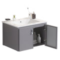 24' Metal Wall Mounted Bathroom Vanity With White Sink,Two Metal Soft Close Cabinet Doors, Metal,Excluding Faucets,Grey Grey Aluminium