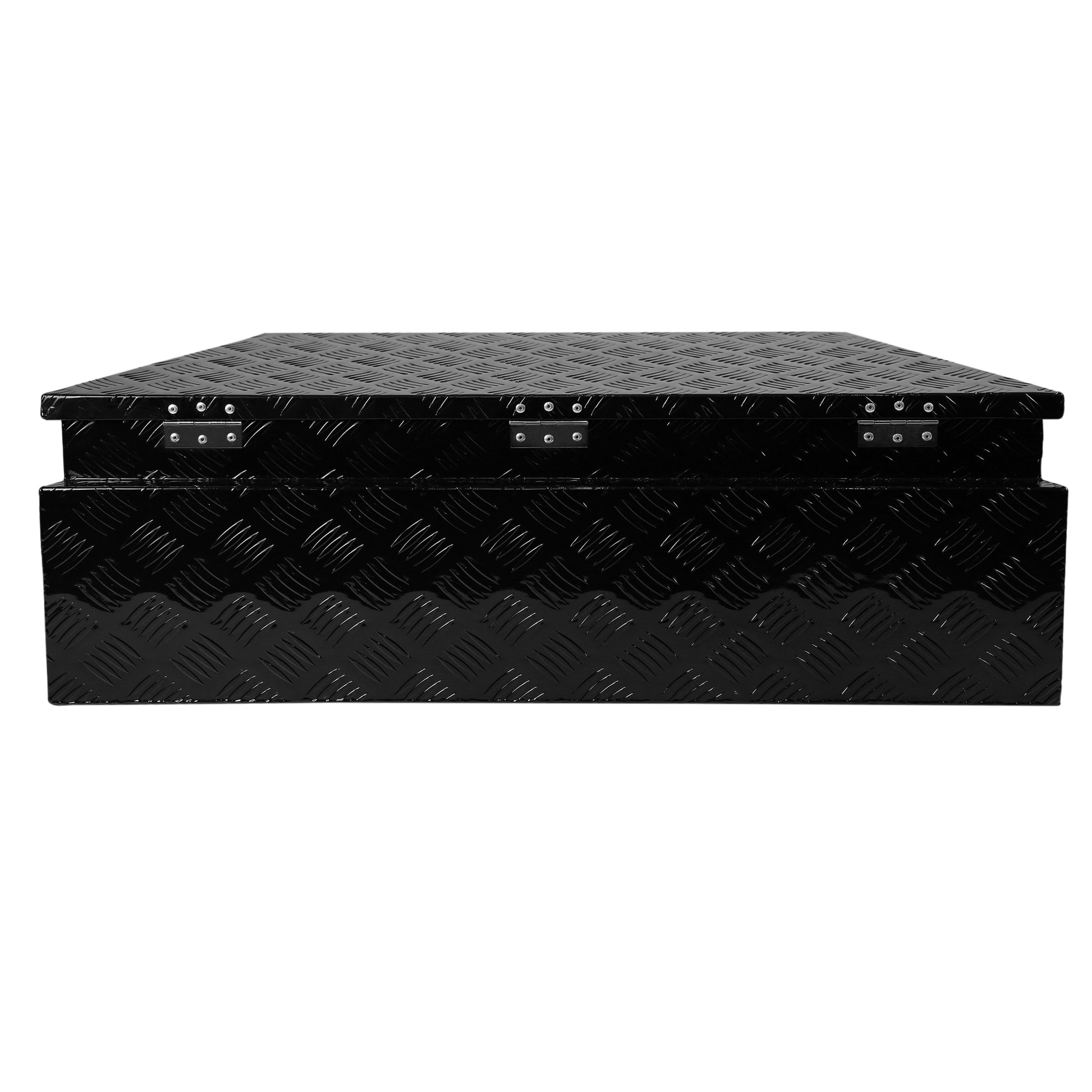 39 Inch Aluminum Utility Trailer Tongue Tool Box 5 Bar Tread Trailer Tongue Box Waterproof Under Truck Storage For Pick Up Truck Bed, Rv Trailer, Atv With Lock & Ke 38.8"X16.5"X12" Black Aluminium