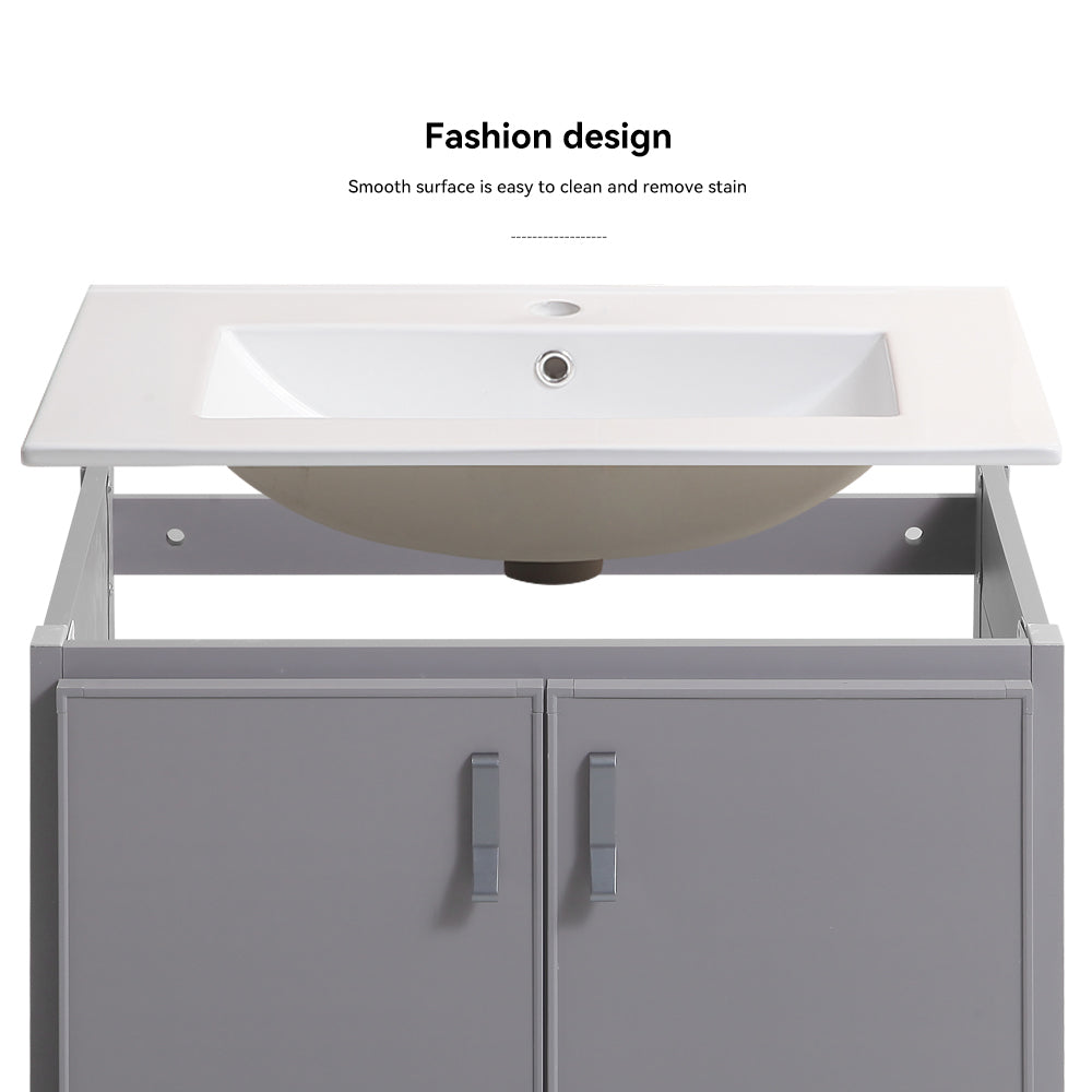 24' Metal Wall Mounted Bathroom Vanity with White grey-aluminium