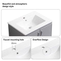 24' Metal Wall Mounted Bathroom Vanity With White Sink,Two Metal Soft Close Cabinet Doors, Metal,Excluding Faucets,Grey Grey Aluminium