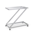 Bar Cart - Silver Glass Metal