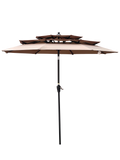 9Ft 3 Tiers Outdoor Patio Umbrella With Crank And Tilt And Wind Vents For Garden Deck Backyard Pool Shade Outside Deck Swimming Pool Mushroom Round Umbrellas Polyester Metal