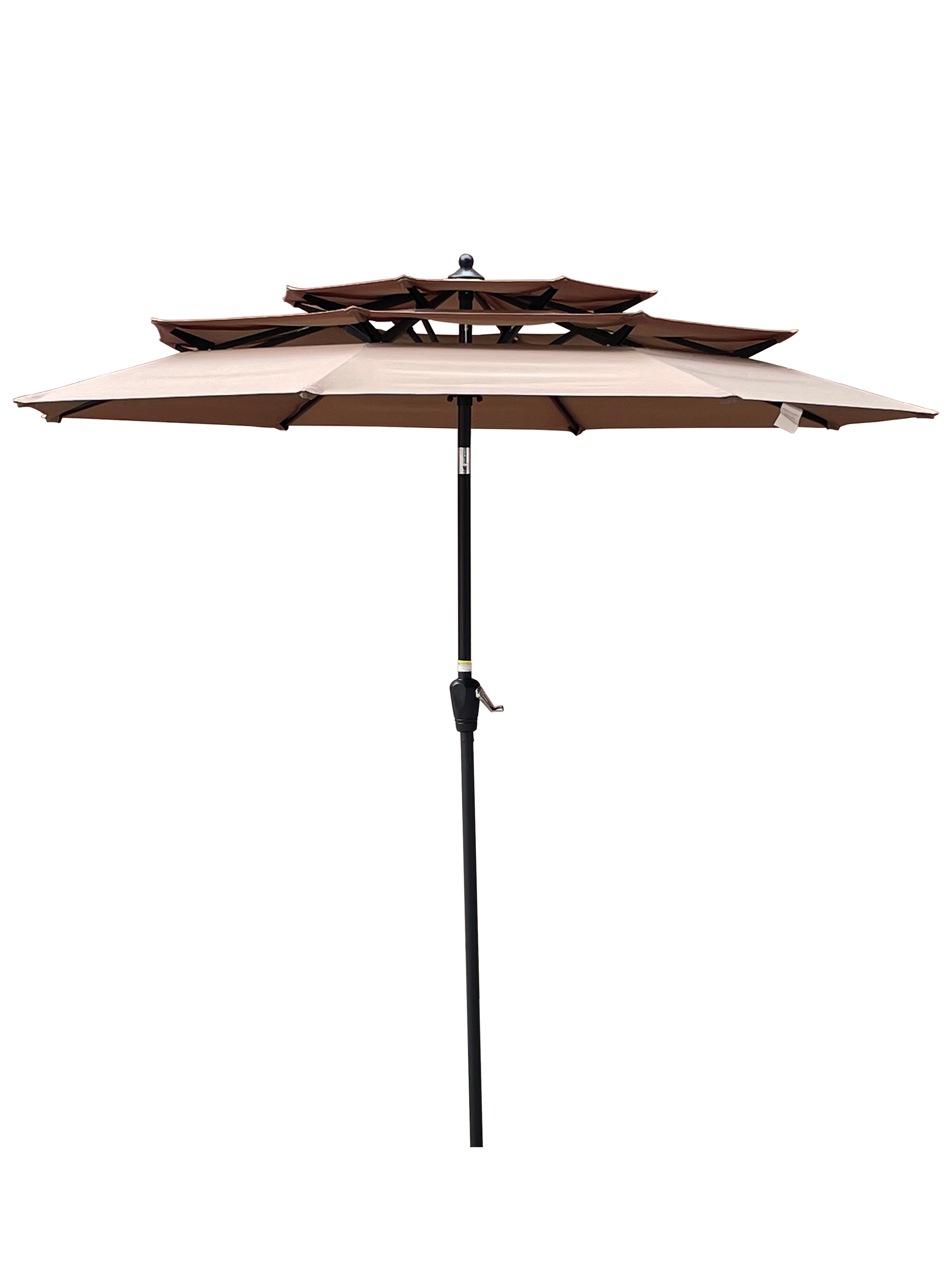 9Ft 3 Tiers Outdoor Patio Umbrella With Crank And Tilt And Wind Vents For Garden Deck Backyard Pool Shade Outside Deck Swimming Pool Mushroom Round Umbrellas Polyester Metal