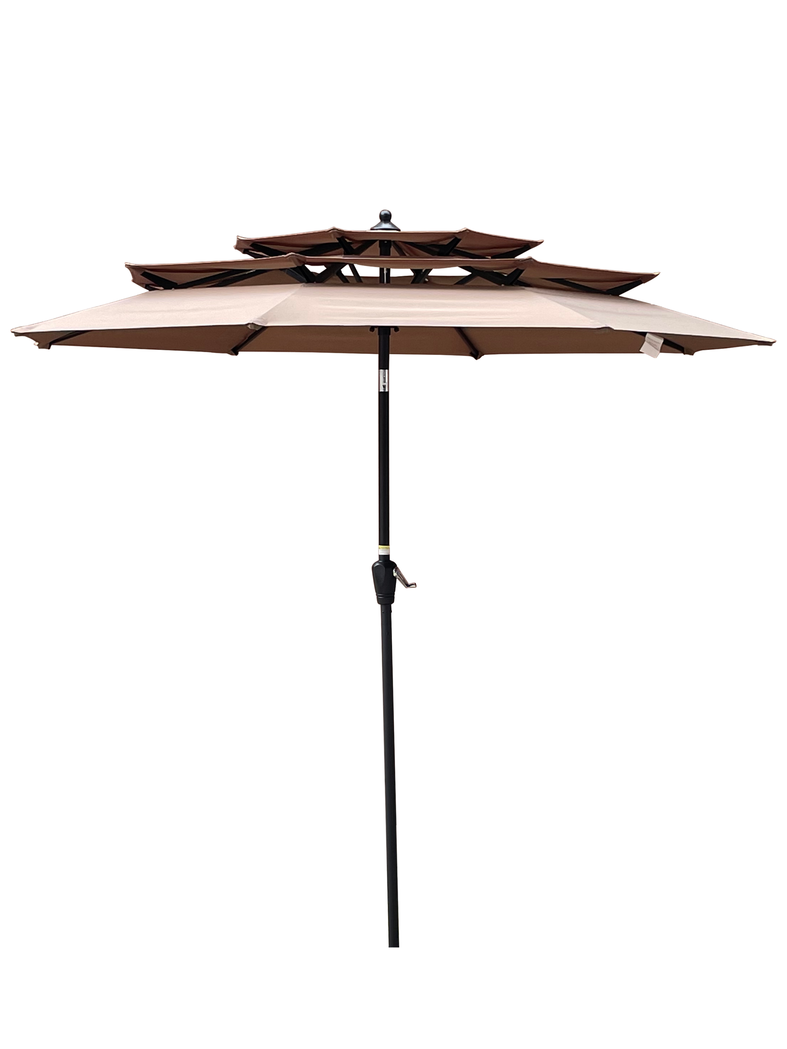 9Ft 3 Tiers Outdoor Patio Umbrella with Crank and tilt mushroom-round-umbrellas-polyester-metal