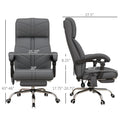 Executive Massage Office Chair With 4 Vibration, Computer Desk Chair, Pu Leather Heated Reclining Chair With Adjustable Height, Swivel Wheels, Gray Gray Pu Leather