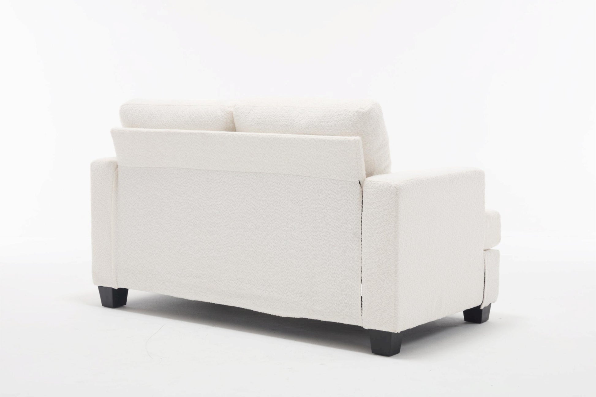 63" Length Modern Loveseat For Living Room, Sofas & Couches With Square Armrest, Removable Back Cushion And 2Pcs Waist Pillow White&Gray Fabric White Wood Primary Living Space Wood 2 Seat