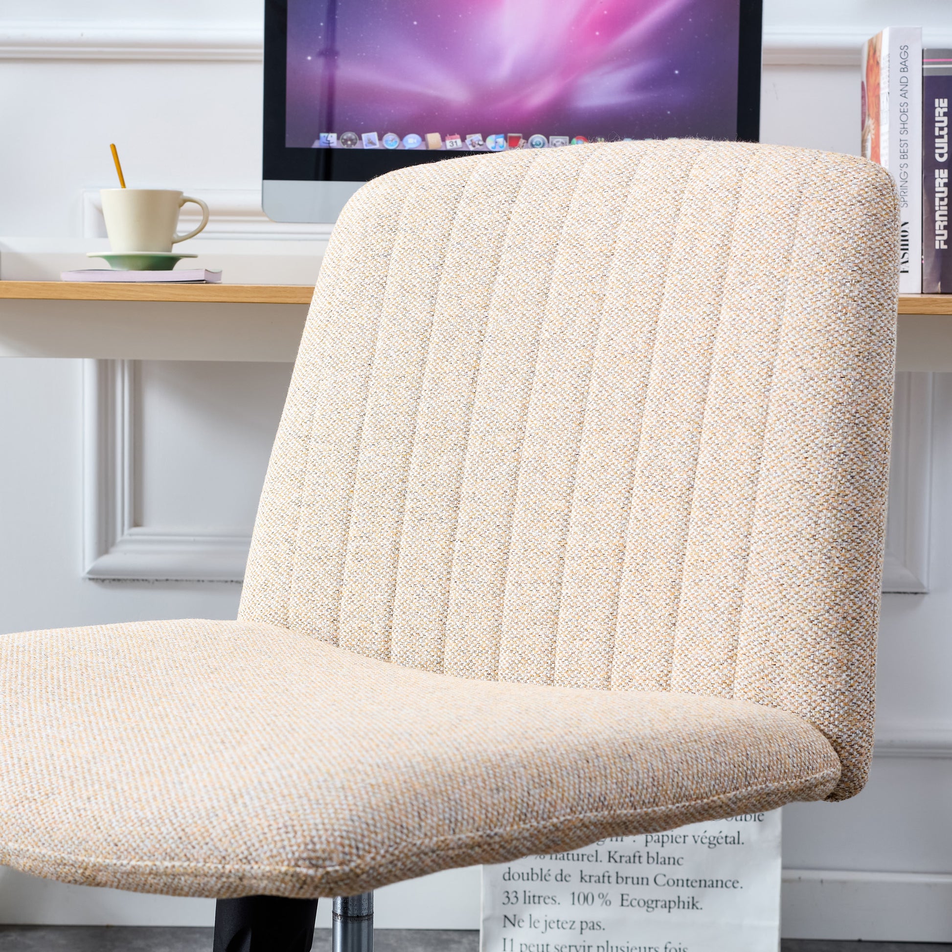 Fabric Material Home Computer Chair Office Chair beige-linen-fabric