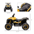 12V Kids Atv Quad Car With Forward & Backward Function, Four Wheeler For Kids With Wear Resistant Wheels, Music, Electric Ride On Atv For Toddlers Ages 3 Years Old, Yellow Yellow Steel