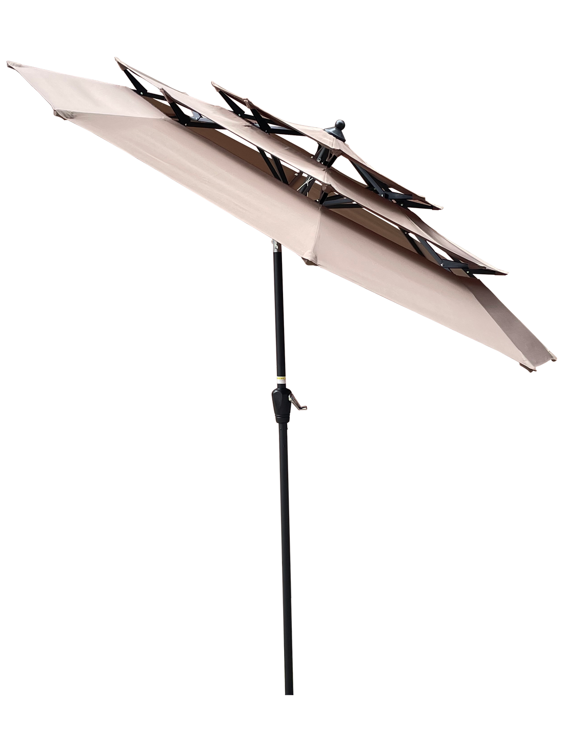 9Ft 3 Tiers Outdoor Patio Umbrella with Crank and tilt tan-metal