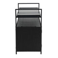 Outdoor Wicker Bar Cart, Patio Wine Serving Cart W Wheels, Rolling Rattan Beverage Bar Counter Table W Glass Top For Porch Backyard Garden Poolside Party, Black No Black Garden & Outdoor Steel