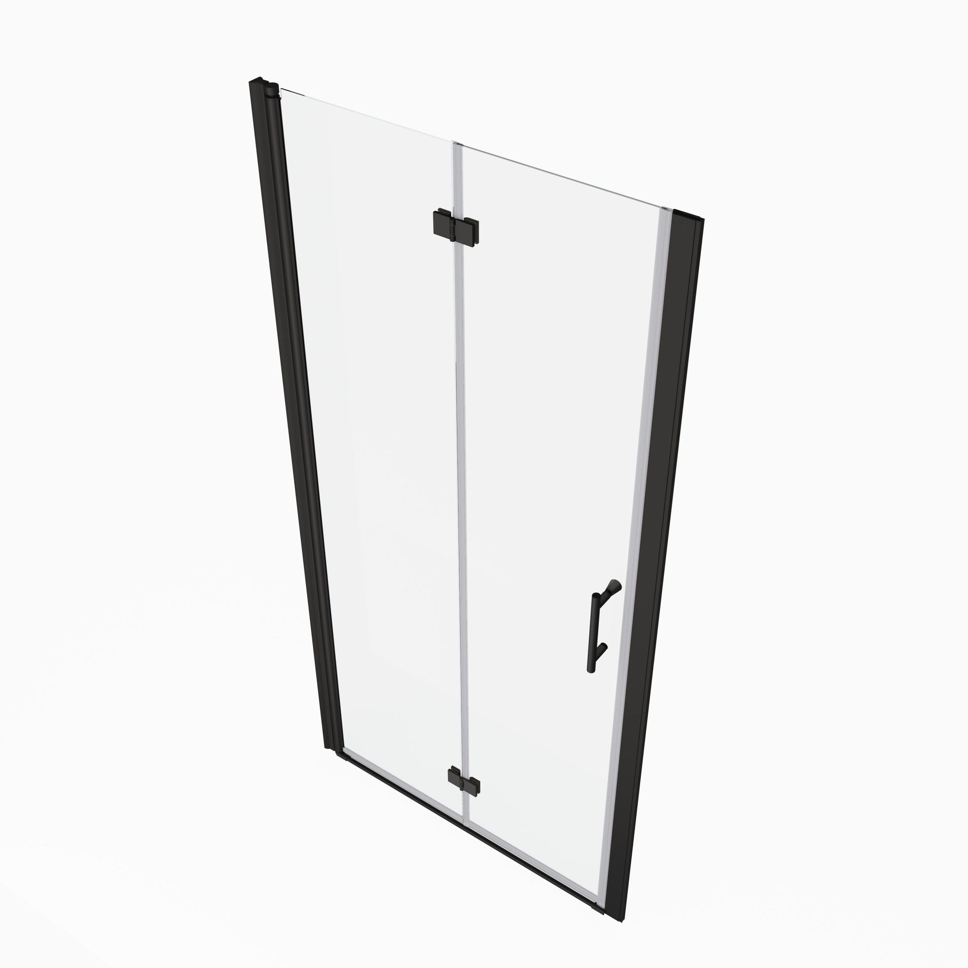 1 3 8" Adjustment,Universal Pivot Shower Door, With 1 4" Tempered Glass Matte Black Aluminium Alloy