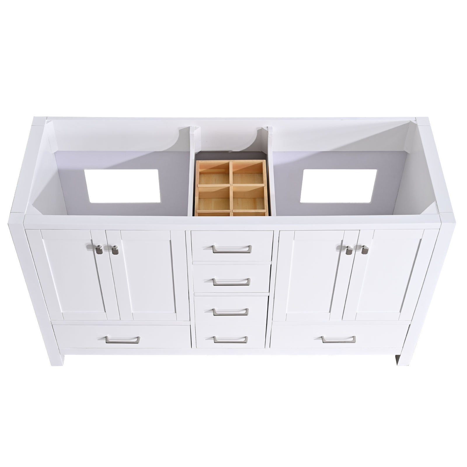 60 In Bathroom Vanity Without Top And Sink, 60 Inch Modern Freestanding Bathroom Storage Only, Bathroom Cabinet With Soft Close Doors And Drawers In White White Plywood