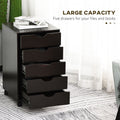 5 Drawer File Cabinet Storage Organizer Filing Cabinet With Nordic Minimalist Modern Style & Wheels, Brown Brown Particle Board